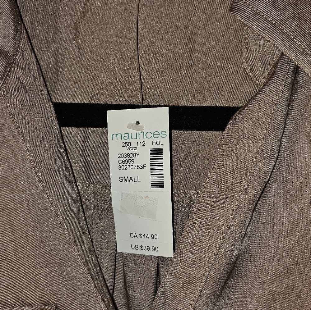 Maurices Shimmery Taupe V-Neck Blouse